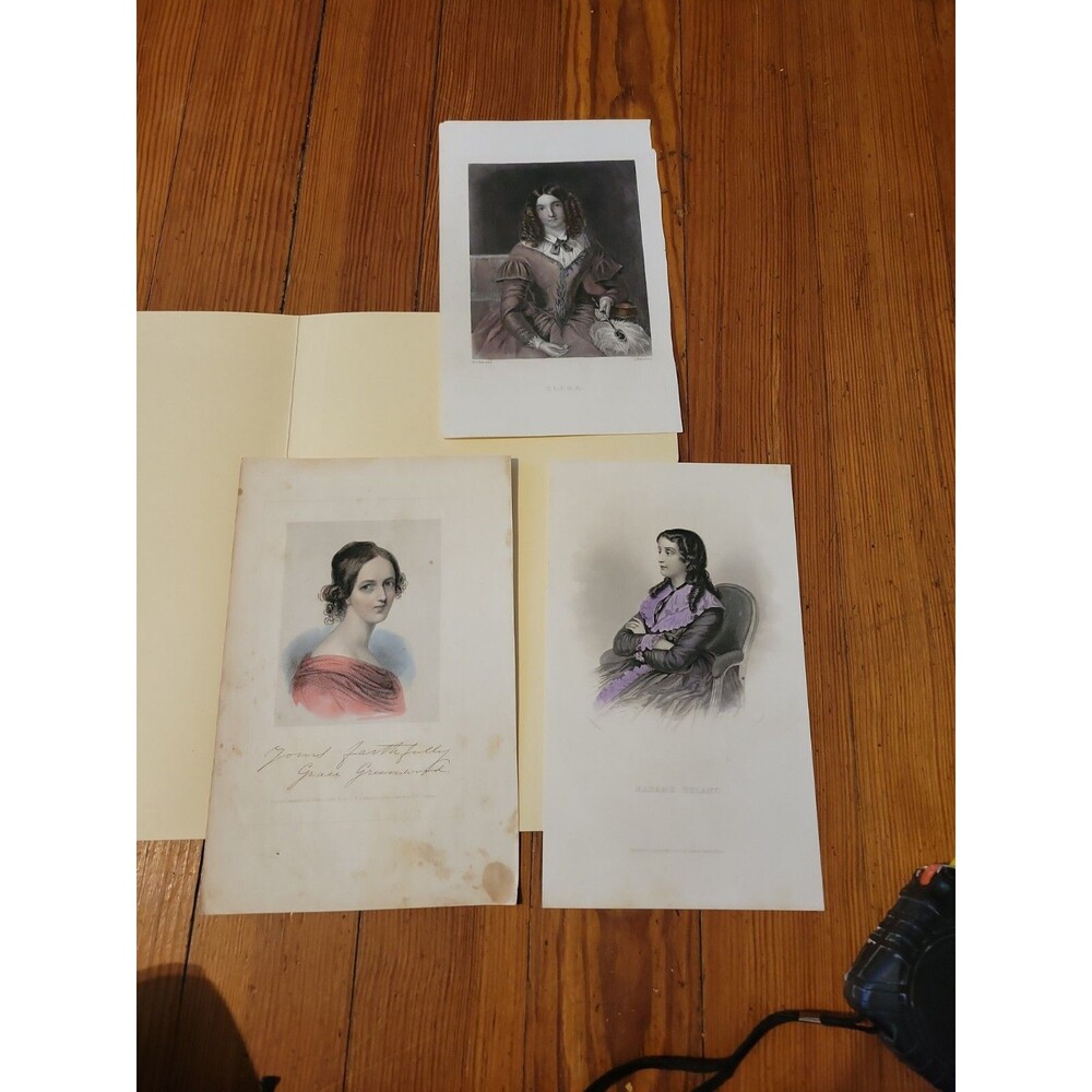 3 Hand Colored Prints Of Women: Clara, Madame Roland, Yours Faithfully Grace